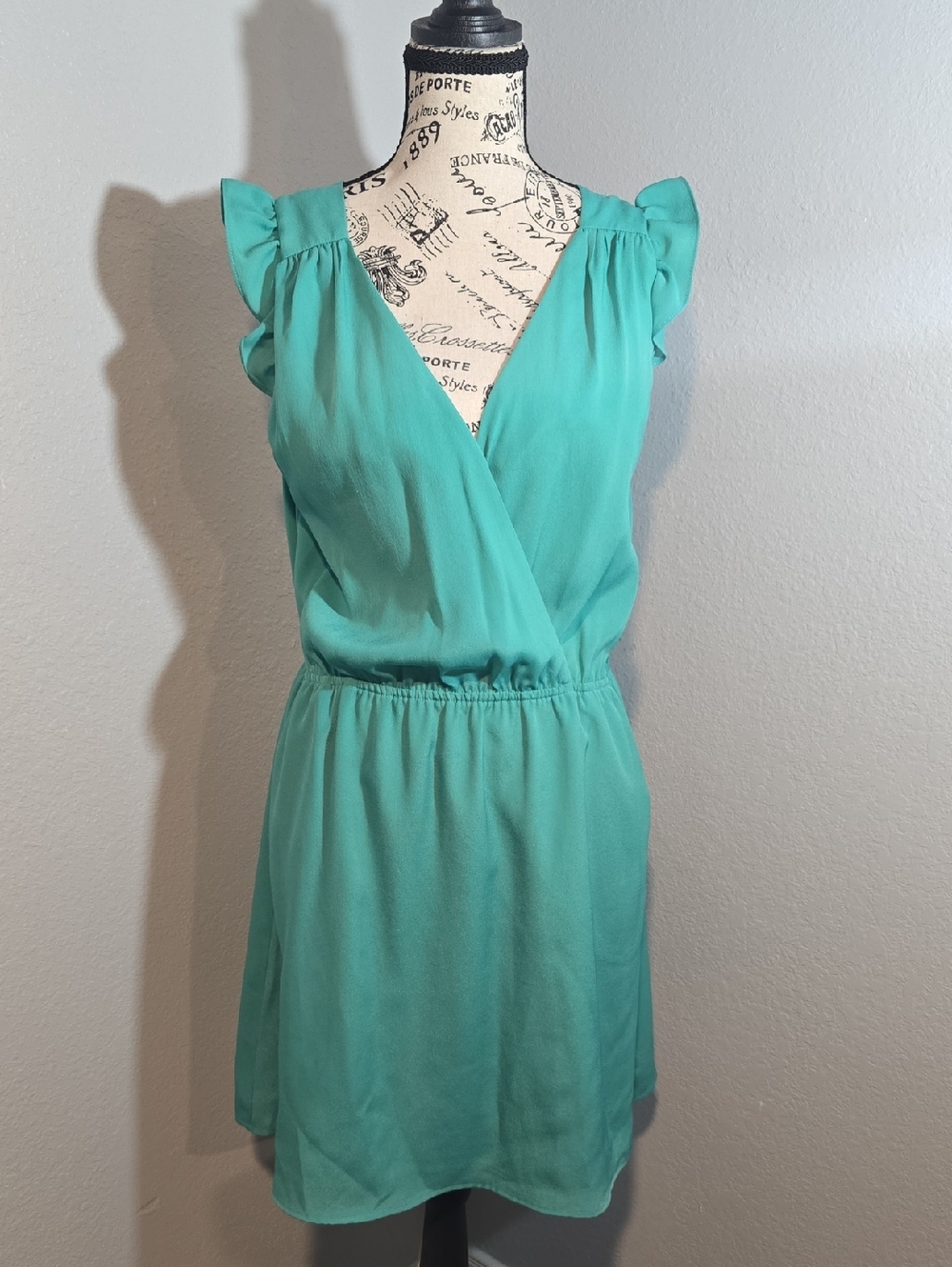 BCBGeneration Women's Turquoise Flutter Sleeve Wrap Dress